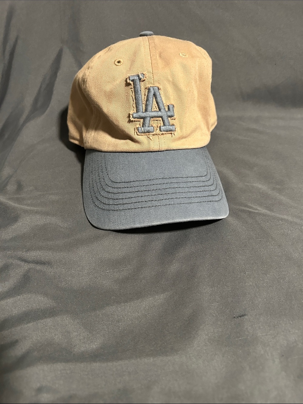 LA Logo Two-Tone Baseball Cap - Tan and Blue